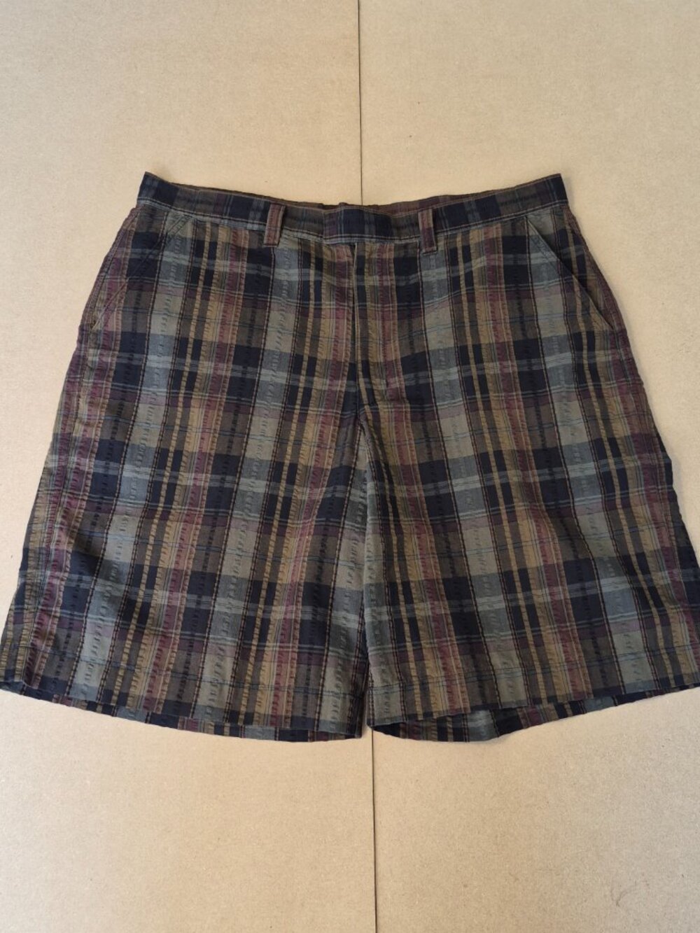 Patagonia Thrift Shorts Men’s 36 Plaid Seersucker Organic Cotton Blend Outdoor